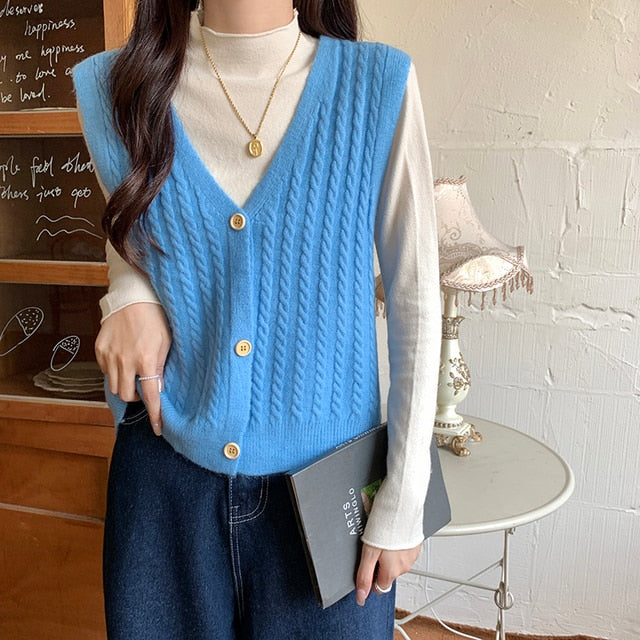 Knitted Sweater V-neck Vest