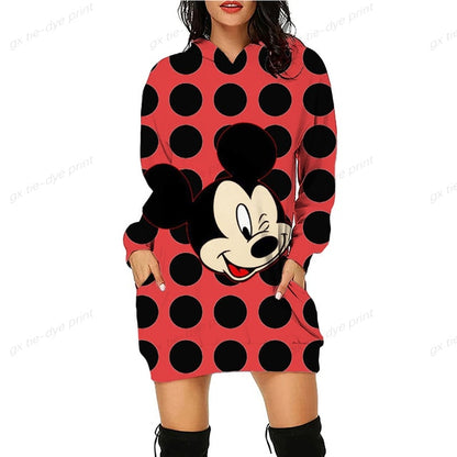 Printed Long Sleeve Hoodie Dress