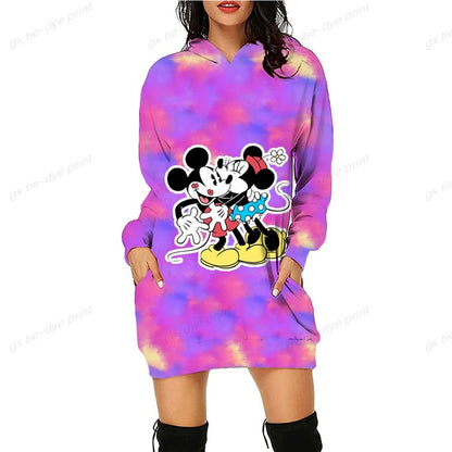 Printed Long Sleeve Hoodie Dress