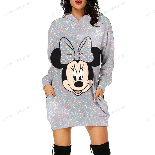 Printed Long Sleeve Hoodie Dress