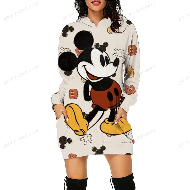 Printed Long Sleeve Hoodie Dress