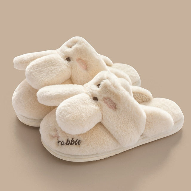 Non-slip Soft Warm House Shoes Men Ladies Indoor Bedroom Couples Cartoon Rabbit Bear Floor Slides