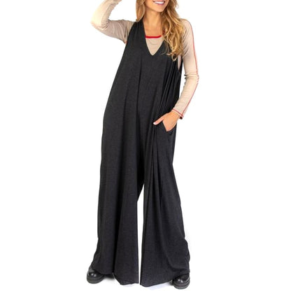 V Neck Casual Loose Boho Jumpsuit - Jumpsuits