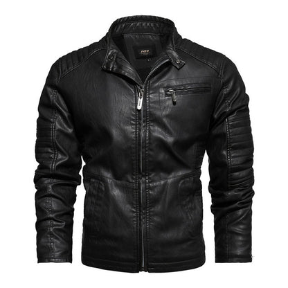 Mens Motorcycle Jacket Autumn Winter Men New Faux Pu Leather