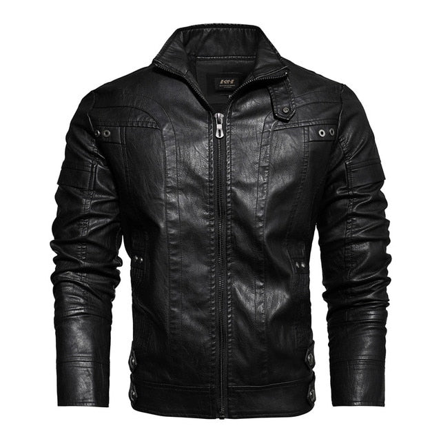 Mens Motorcycle Jacket Autumn Winter Men New Faux Pu Leather