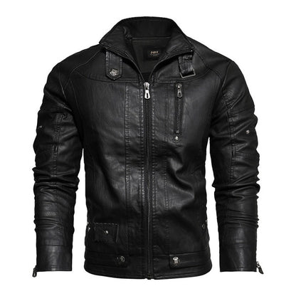 Mens Motorcycle Jacket Autumn Winter Men New Faux Pu Leather