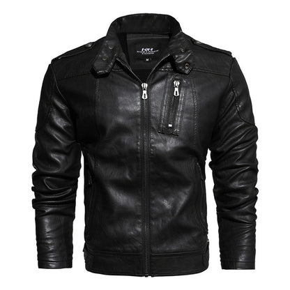 Mens Motorcycle Jacket Autumn Winter Men New Faux Pu Leather