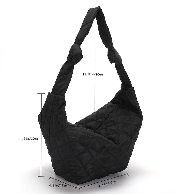 Lattice Pattern Shoulder Bag Space Cotton