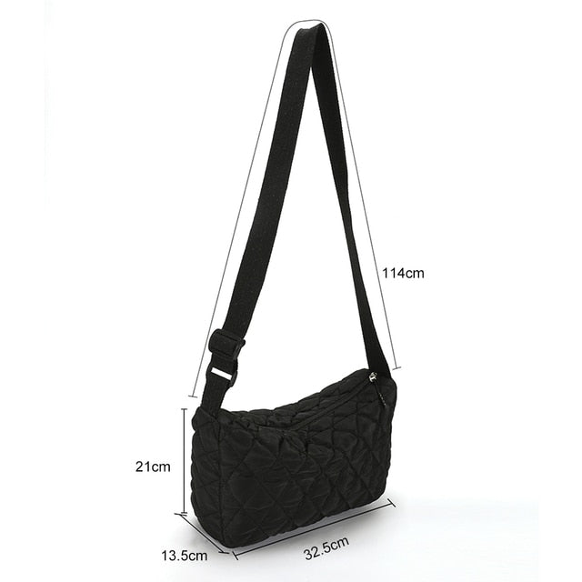 Lattice Pattern Shoulder Bag Space Cotton