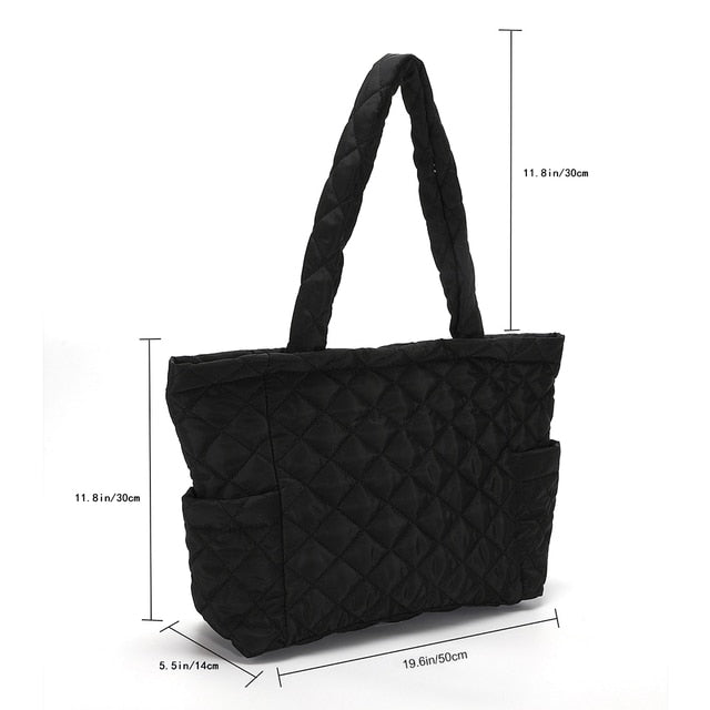 Lattice Pattern Shoulder Bag Space Cotton