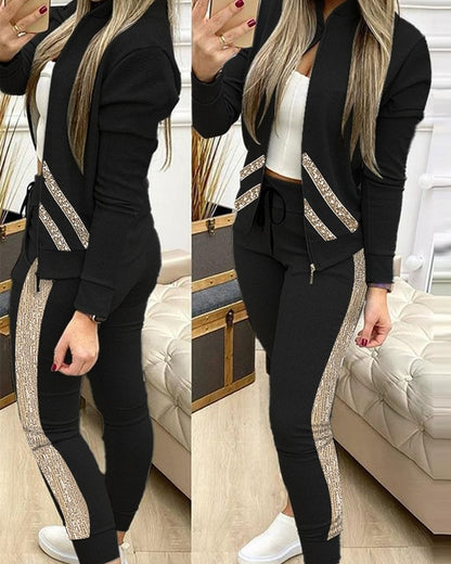 Tracksuit Suits 2 Piece Set Zipper Jacket+long Pants Sports Suit