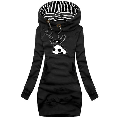 Aesthetic Printing Long Sleeve Hoodies Dress For Women