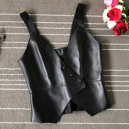 PU leather waistcoat Vest for Women