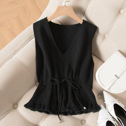 Knitted V-neck Sleeveless Sweater Vest