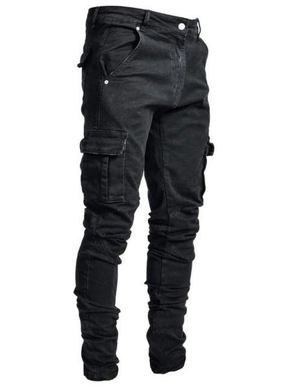 Jeans Trousers Men Multi Pocket | Mens Jeans Cargo Pockets | Cargo Jeans Men Clothing - Jeans