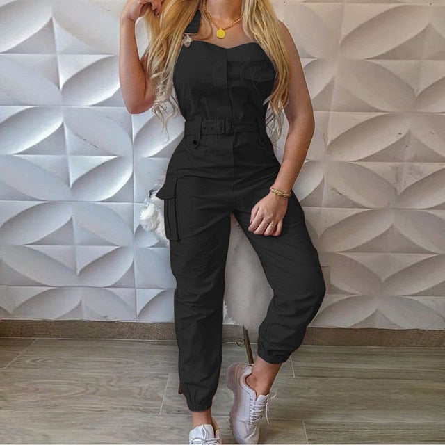 Jumpsuit Sleeveless with Pocket and Belt