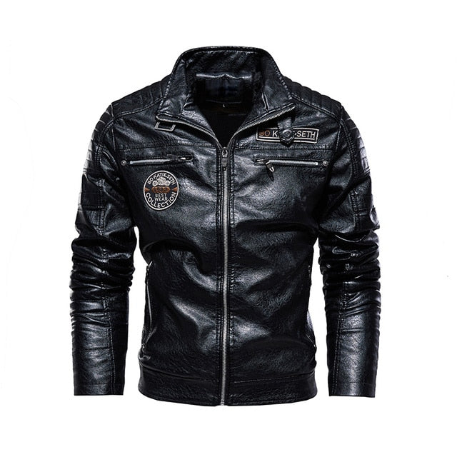 Men Faux Leather Winter Jacket