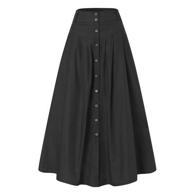 Loose Hem Button A-line Long Skirt