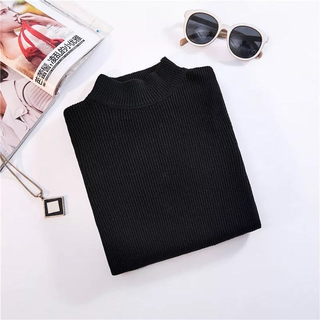 Turtleneck Pullovers Sweaters Long Sleeve Slim Oversize Sweater