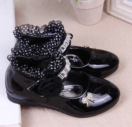 Princess Lace PU Leather Shoes Cute Bowknot Rhinestone For Toddler Shoes|Leather Shoes|