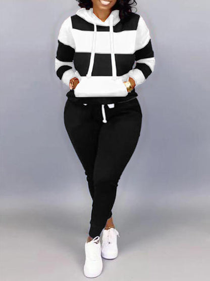 Striped Drawstring Tracksuit Set