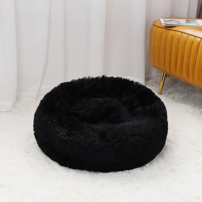 Super Soft Pet Cat Bed Plush Full Size Washable Calm Bed Donut Bed