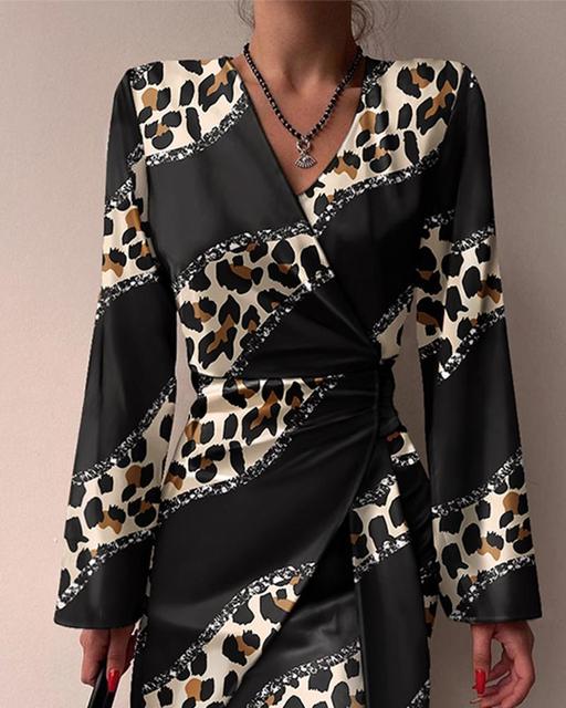 Leopard Print Spring Dress for Women