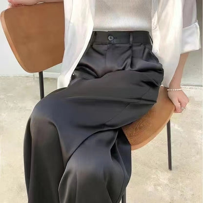 Satin Wide Leg Pants for Women - Azahshopping