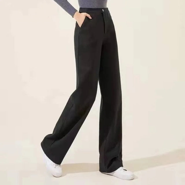 Woolen Wide Leg Pants For Woman - Azahshopping