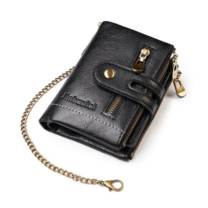 PU Leather Short Card Holder Chain Purse