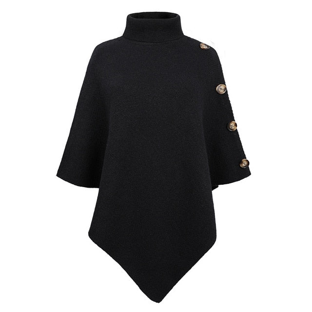 One Size Shawl Cloak Turtleneck for Women