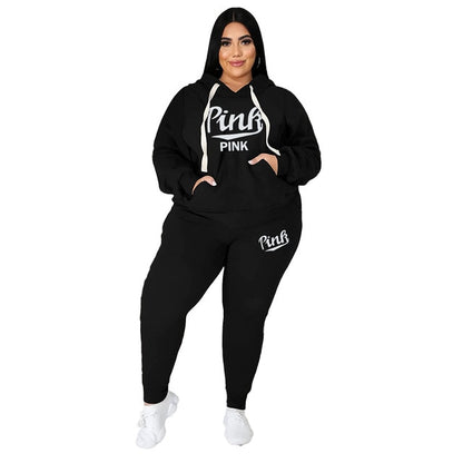 Two Piece Set Long Sleeve Hoodie Pant - Plus Size Sets