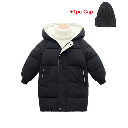 Cotton-padded Hooded Winter Down Jackets for Boys