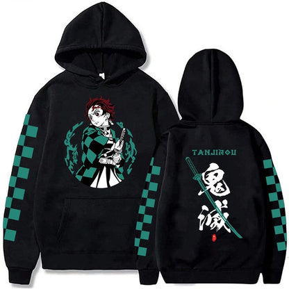 Anime Slayer Hoodies Tanjiro Kamado Print Hooded Sweatshirt for Men