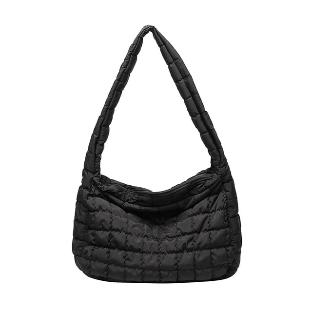 Lattice Pattern Shoulder Bag Space Cotton