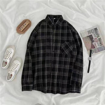 Vintage Long Sleeve Plaid Shirts for Women - Azahshopping