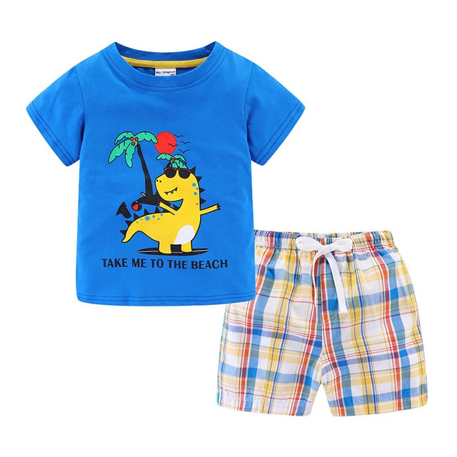 Summer Plaid Short Set For Boys