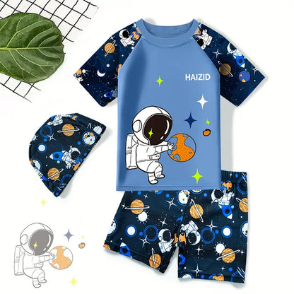 Swimming Costume Three-Piece Set Of Cute Cartoon Boys