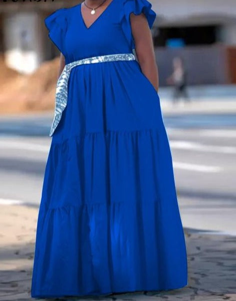 Sleeveless V Neck Long Maxi Summer Dress