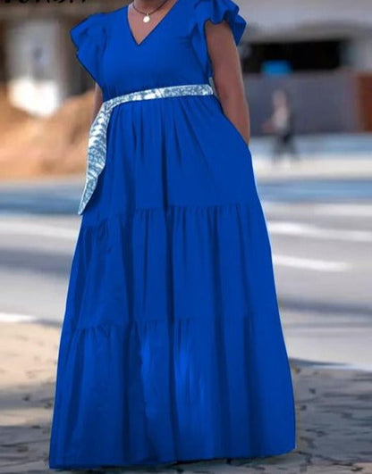 Sleeveless V Neck Long Maxi Summer Dress