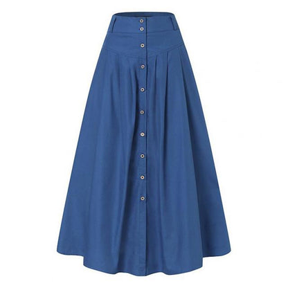 Loose Hem Button A-line Long Skirt