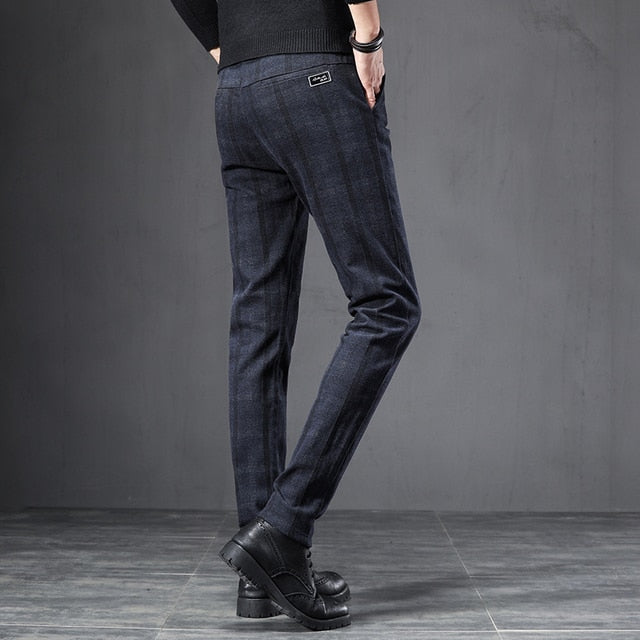 Slim Fit Grey Blue Casual Pant for Male