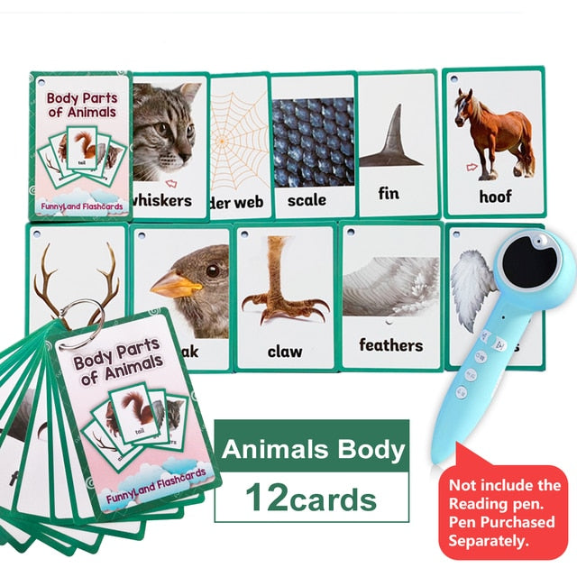 Kids Montessori Baby Learn English Word Card Flashcards Cognitive Educational Toys