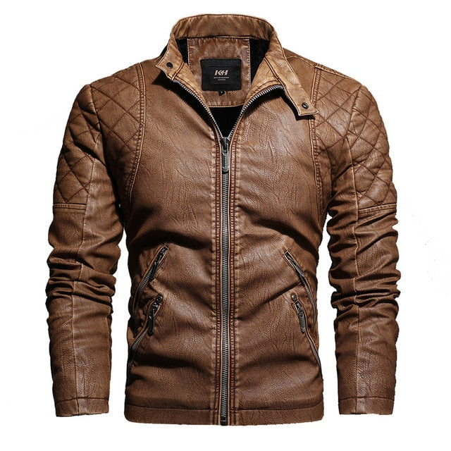 Mens Motorcycle Jacket Autumn Winter Men New Faux Pu Leather