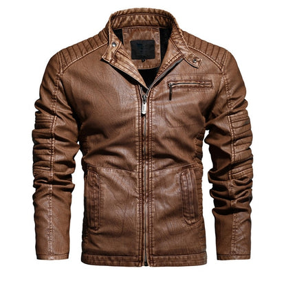 Mens Motorcycle Jacket Autumn Winter Men New Faux Pu Leather