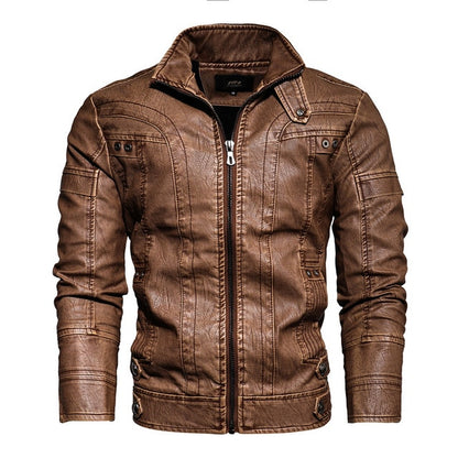 Mens Motorcycle Jacket Autumn Winter Men New Faux Pu Leather