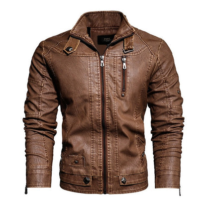 Mens Motorcycle Jacket Autumn Winter Men New Faux Pu Leather