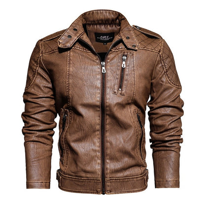 Mens Motorcycle Jacket Autumn Winter Men New Faux Pu Leather