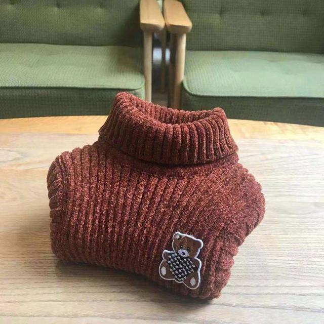 Knitted Turtleneck Pure Winter Sweater With Bear