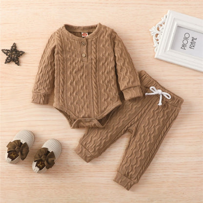 Knitted Warm 2pcs Suit Toddler Girl Boy Long Sleeve Romper